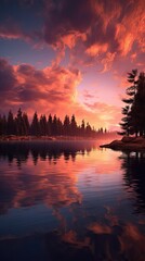 Wall Mural - sun down on the river