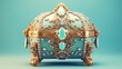  a blue and gold crown with jewels on it's sides.  generative ai