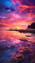 Wall Mural - sun down on the ocean side