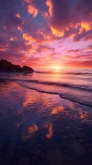 Wall Mural - sun down on the ocean side