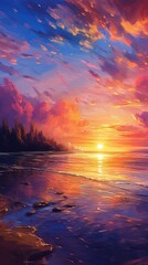 Wall Mural - sun down on the ocean side