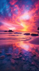 Wall Mural - sun down on the ocean side