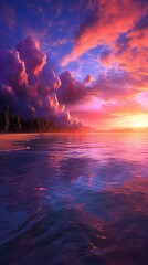 Wall Mural - sun down on the ocean side