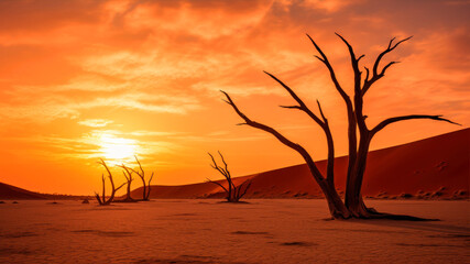 Wall Mural - Dead trees at sunset