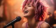 © Bartek - A Pink-Haired Vision: Passionate Female Singer in her 40s