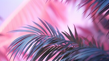 Poster -  a close up of a palm tree with a pink background.  generative ai