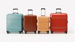 3d rendering of four suitcases in a row isolated on white background