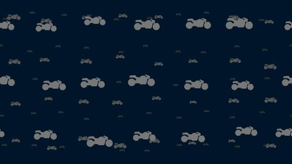 Poster - bike symbols float horizontally from left to right. parallax fly effect. floating symbols are locate