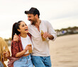 © Lumos sp - woman couple beach fun young summer man happy vacation love sea lifestyle holiday together outdoor female ocean travel beautiful happiness romantic drink beer
