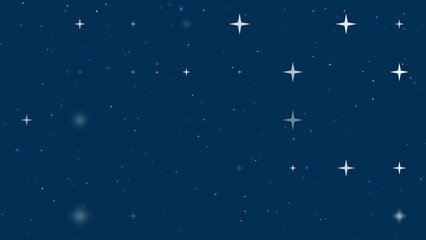 Poster - Template animation of evenly spaced star symbols of different sizes and opacity. Animation of transparency and size. Seamless looped 4k animation on dark blue background with stars