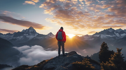 Poster - sunset in the mountains