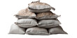 sandbags sprinkled with sand, png file of isolated cutout object on transparent background
