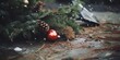 Disastrous Christmas: Fallen Decorated Fir in a Messy Living Room