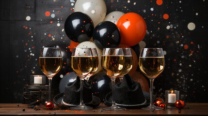 Wall Mural - New Year’s Eve - party - celebration - balloons - champagne - after the party - stylish - cool