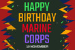 US. Happy Birthday the United States Marine Corps Wallpaper with traditional border design. Marine corps birthday backdrop poster