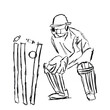 sketch of a keeper taking a wicket.