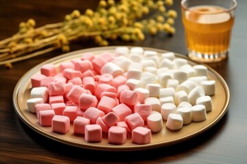 Wall Mural - arrangement of untroasted and roasted marshmallows on a plate