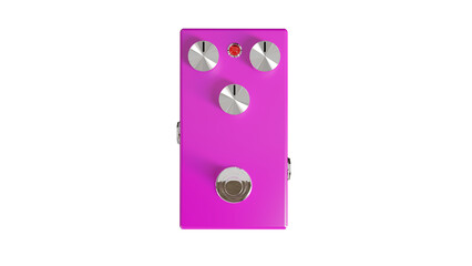 Wall Mural - Pink empty pedal for electric guitar isolated on transparent and white background. Music concept. 3D render