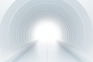 Wall Mural - bright neon white round shaped long tunnel with light at the end.