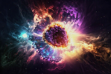 Wall Mural - fantasy illustration of a colorful big bang of the universe