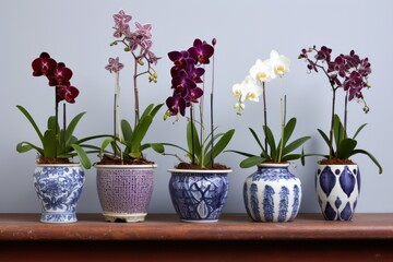 Wall Mural - a collection of rare orchids in a ceramic pot