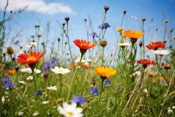 Wall Mural - wildflowers blooming on a healthy meadow