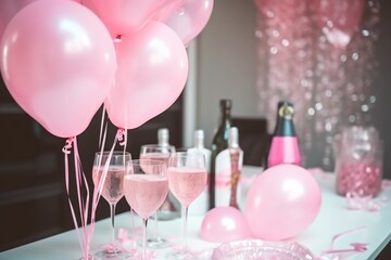 Wall Mural - bachelorette party decorations with pink balloons