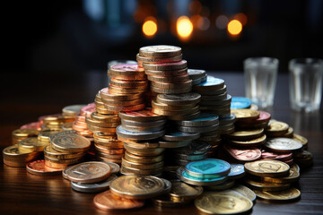 Poster - a stack of international currency, illustrating global commerce and currency exchange in the busines