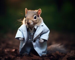 Sticker - A squirrel dressed in a suit and tie. Generative AI.