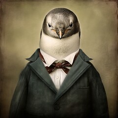 Wall Mural - a penguin head in suit