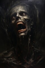 Wall Mural - a scary zombie with mouth open