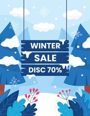Wall Mural - Flat Design Winter Promotion Sale to Celebrate Christmas and New Year Poster Advertising Template
