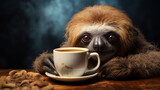bicho preguiça tomando café  Arte Animal