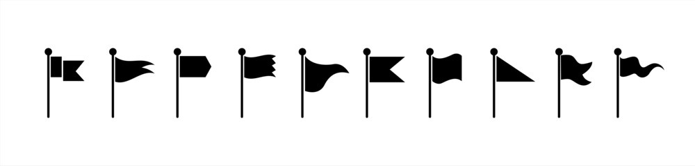 Poster - Flag icon. Set of black flag icons. Vector illustration. Flag icon collection. Vector 10 eps.
