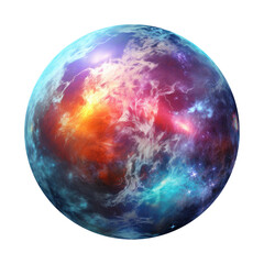 Wall Mural - blue neon planet isolated on transparent background.