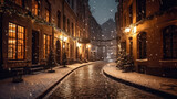 Fototapeta Londyn - Old town in winter, snowy