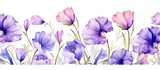 Watercolor style wildflower pattern featuring eustoma and marigolds Suitable for backgrounds textures patterns frames or borders