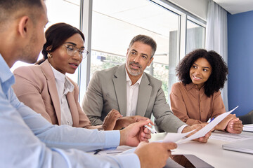 Wall Mural - busy diverse professional executive business law experts team diverse colleagues employees work grou