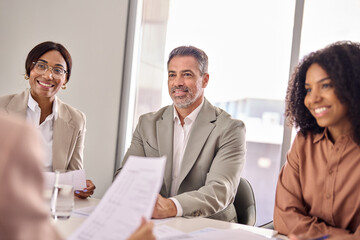 Wall Mural - happy busy executive management attorneys attorneys or recruiting team diverse office people having 