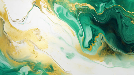 Modern green marble with gold texture, Watercolor abstract background, Nordic emerald green and gold for decorative, 3D painted artificial marbled surface, Generated AI.