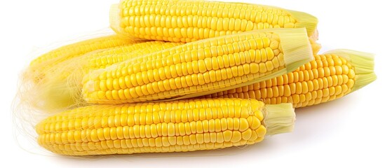 Canvas Print - Yellow corn on white background with clipping path