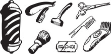 Illustration Of Tools For Barber, Hair Salon