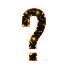 Poster - Sparkling bokeh question mark symbol isolated on transparent background. This is a part of a set which also includes letters, numbers, shapes, and frames