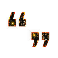 Poster - Sparkling bokeh quote quotation symbol isolated on transparent background. This is a part of a set which also includes letters, numbers, shapes, and frames