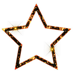 Poster - Sparkling bokeh star frame outline isolated on transparent background. This is a part of a set which also includes letters, numbers, symbols, and shapes