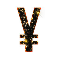 Poster - Sparkling bokeh yen symbol isolated on transparent background. This is a part of a set which also includes letters, numbers, shapes, and frames 
