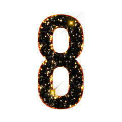 Poster - Sparkling bokeh number from 0 to 9 isolated on transparent background. This is a part of a set which also includes letters, symbols, shapes and frames