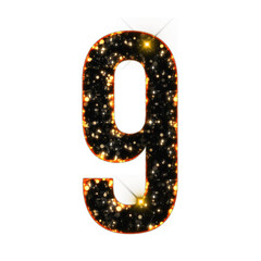 Poster - Sparkling bokeh number from 0 to 9 isolated on transparent background. This is a part of a set which also includes letters, symbols, shapes and frames