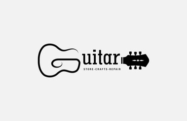 initial letter G with guitar logo design