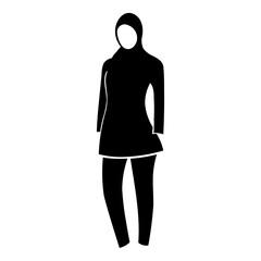 Poster - A large burkini symbol in the center. Isolated black symbol
